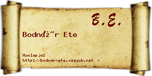 Bodnár Ete névjegykártya