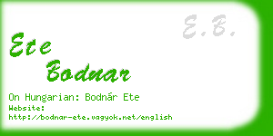 ete bodnar business card